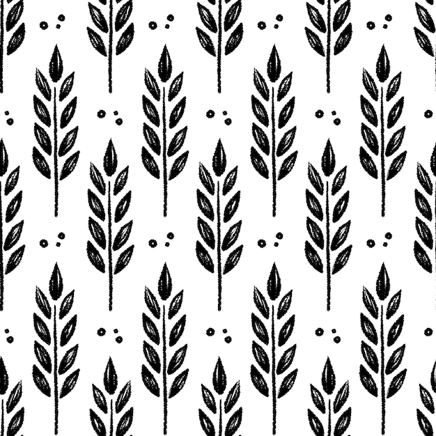 Wheat brush texture seamless pattern background Hand drawn crayon brush abstract floral wheat