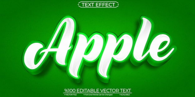 white and green cute apple editable and scalable vector text effect