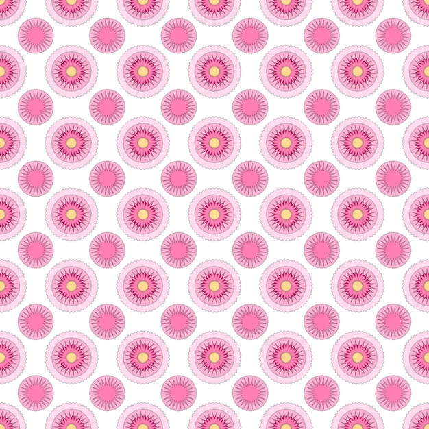 White and pink geometric background design Seamless pattern Small mandalas in tribal style Ethnic