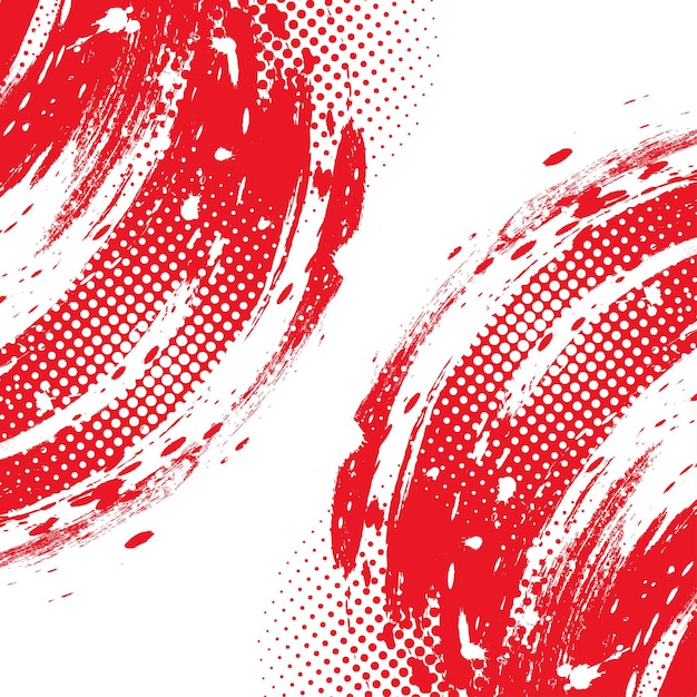 White and Red Grunge Brush Background with Halftone Effect Retro Grunge Background