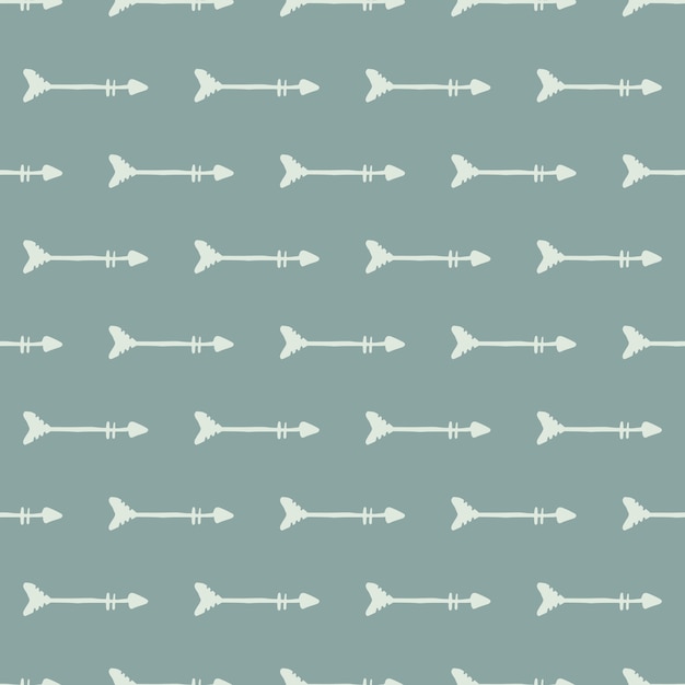 white arrows seamless pattern on light blue background. horizontlally elements.