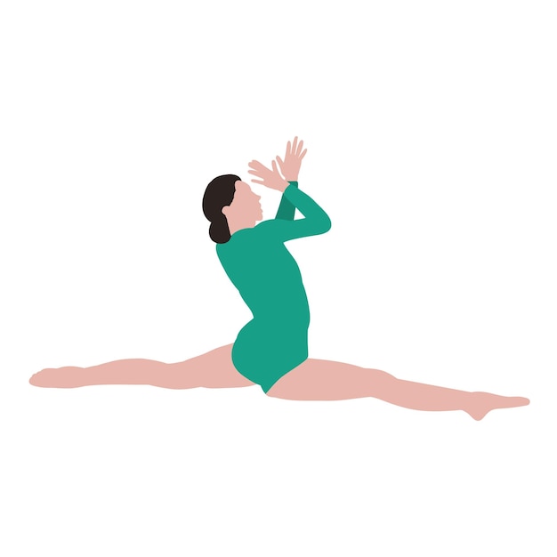 white background without face in a flat style the girl does exercises