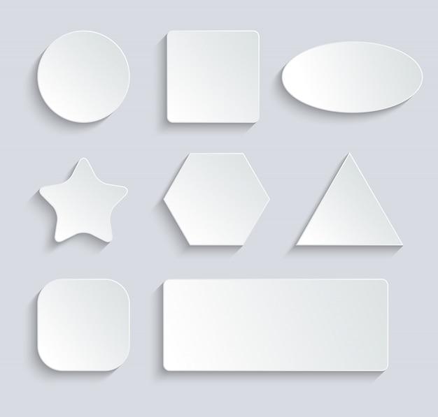 White blank speech bubbles, button set on gray background.  Illustration