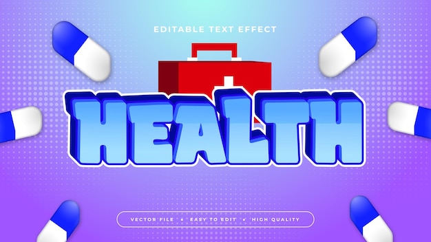 white blue and red health 3d editable text effect font style