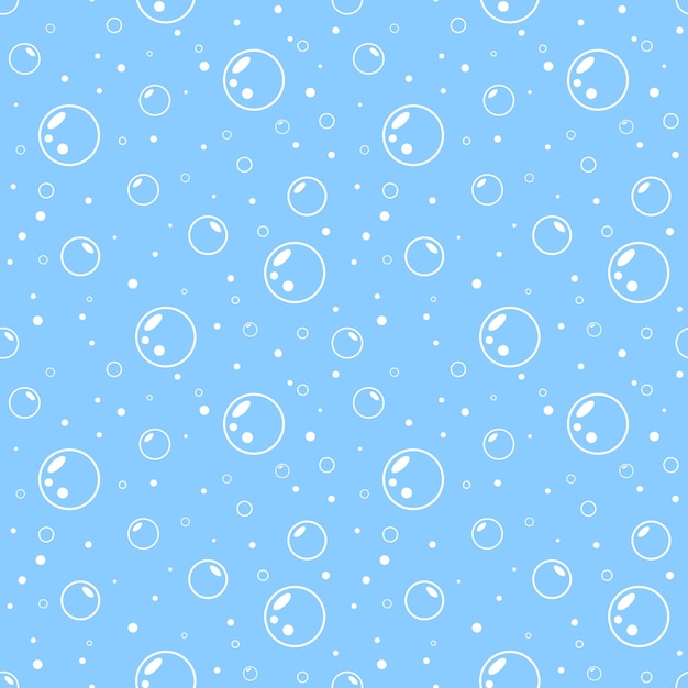 White bubbles on blue background. Vector seamless pattern. Abstract aqua ornament.