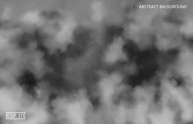 white fog or smoke on dark  transparent background. cloudy sky or smog.  illustration