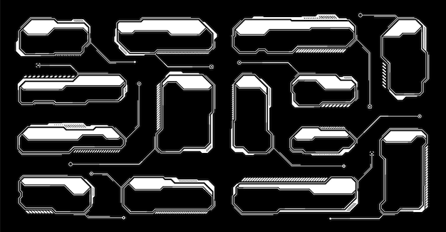 white futuristic hud ui elements scifi user interface text boxes callouts warning message frames