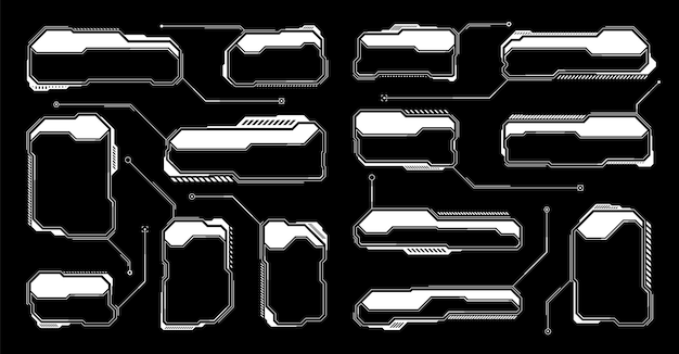 white futuristic hud ui elements scifi user interface text boxes callouts warning message frames