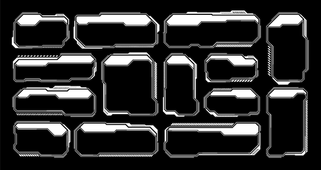white futuristic hud ui elements scifi user interface text boxes callouts warning message frames