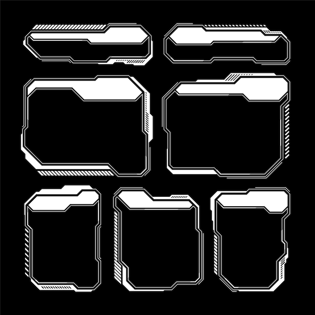 white futuristic hud ui elements scifi user interface text boxes callouts warning message frames