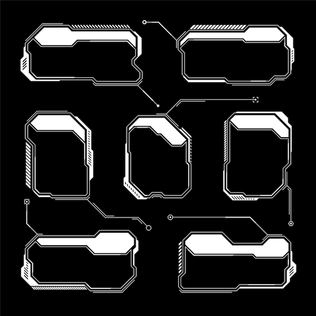 white futuristic hud ui elements scifi user interface text boxes callouts warning message frames