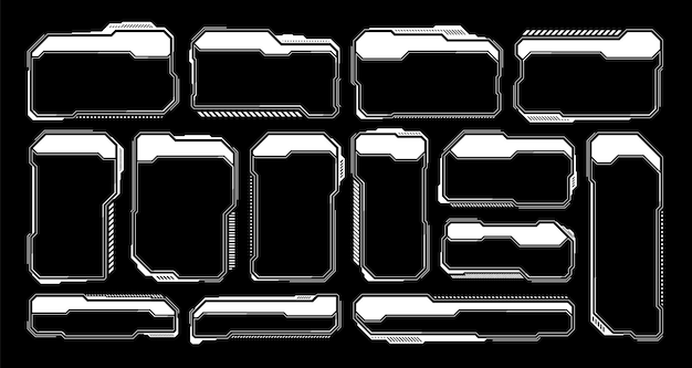 white futuristic hud ui elements scifi user interface text boxes callouts warning message frames