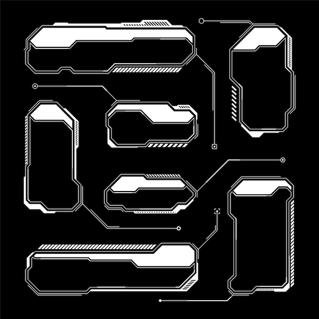 white futuristic hud ui elements scifi user interface text boxes callouts warning message frames