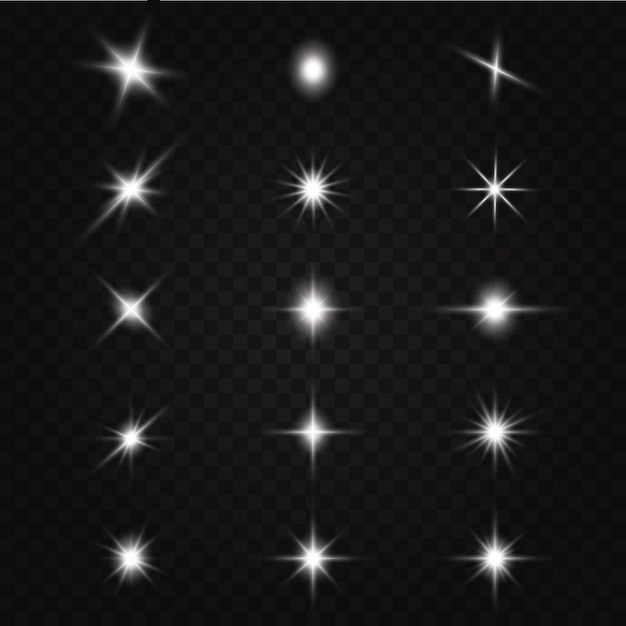 White glowing light explodes on a transparent with rays. Transparent shining sun, bright flash.