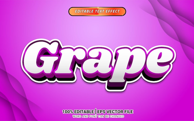 white purple 3d cartoon vector text effect editable template design