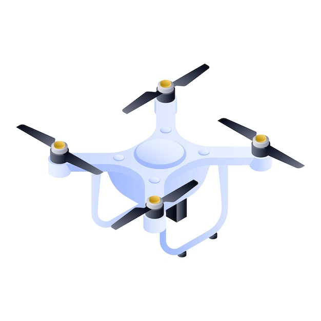 White quadrocopter icon Isometric of white quadrocopter vector icon for web design isolated on white background