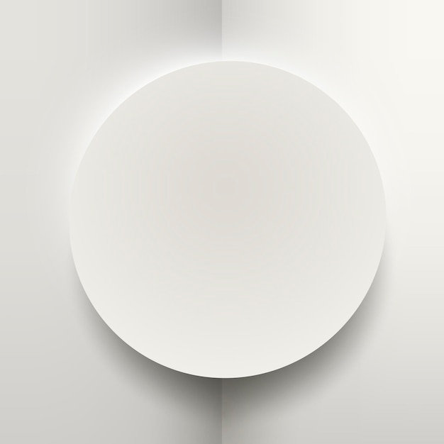 White round paper cut with drop shadow vector