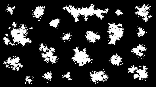 white set spray collection different paint splatter and blob splash blot element different shapes
