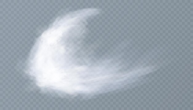 White vector cloudiness fog smoke on a transparent background Cloudy sky or smog over the city