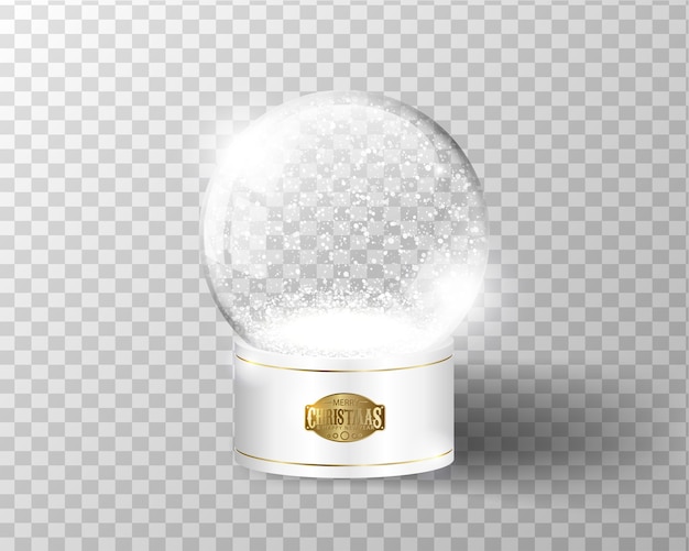 white vector snow globe empty template isolated on transparent