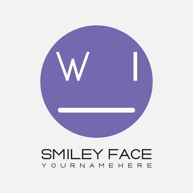 WI initial monogram for Smiley face logo with circle style design
