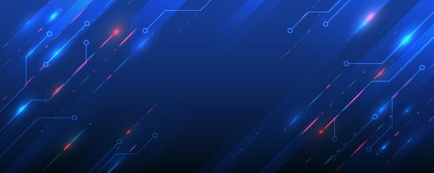 Wide background with various technological elements Hitech computer digital technology concept