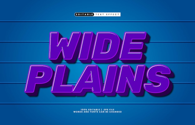wide plains editable text effect with a kids and game text style