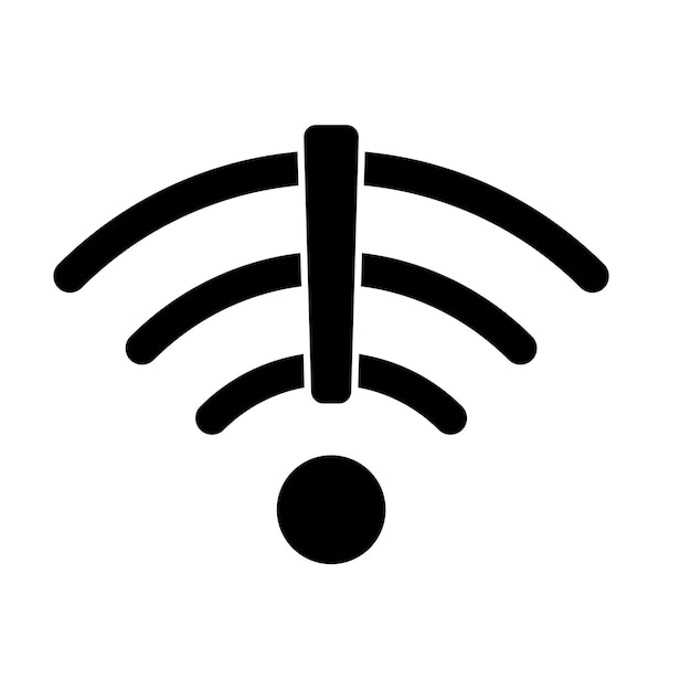 WiFi Icon with exclamation mark in the middle showing free internet Vector illustration