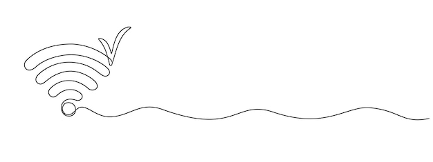 WIFI wireless connection signal and shared internet network drawn in one continuous line Outline access point icon for internet in simple linear style Vector editable illustration