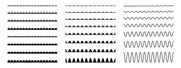 Wiggly borders scallop stripes wavy lines undulated strokes squiggly brushes