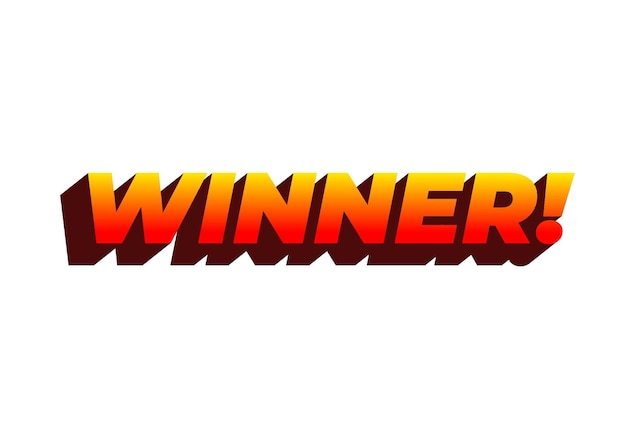 Winner Text effect with modern color in 3D style