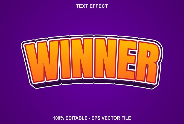 Winner text effect with orange and purple color