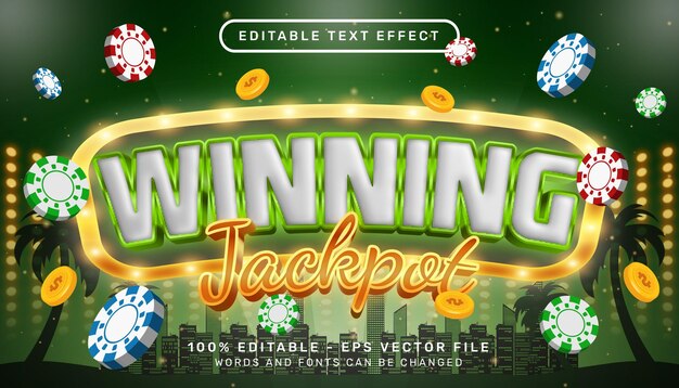 winning jackpot 3d text effect and editable text effect