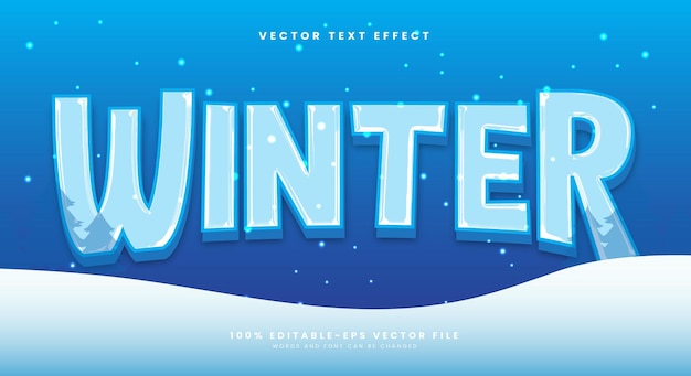 winter 3d editable text effect template suitable for snowy background