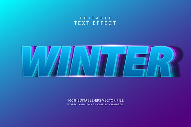 Winter editable text effect 3 dimension emboss modern style