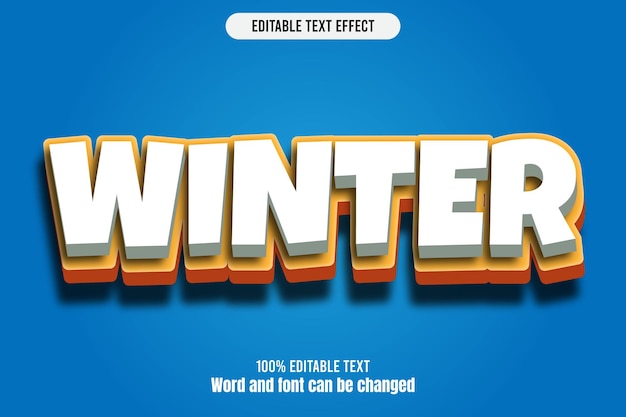 Winter editable text effect 3d emboss cartoon