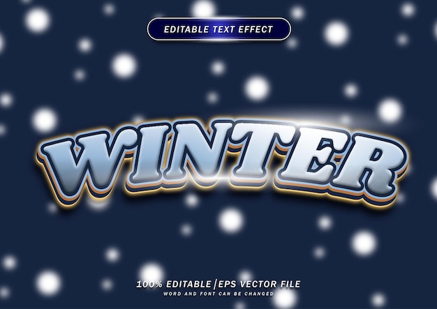 Winter editable text effect with snowball background