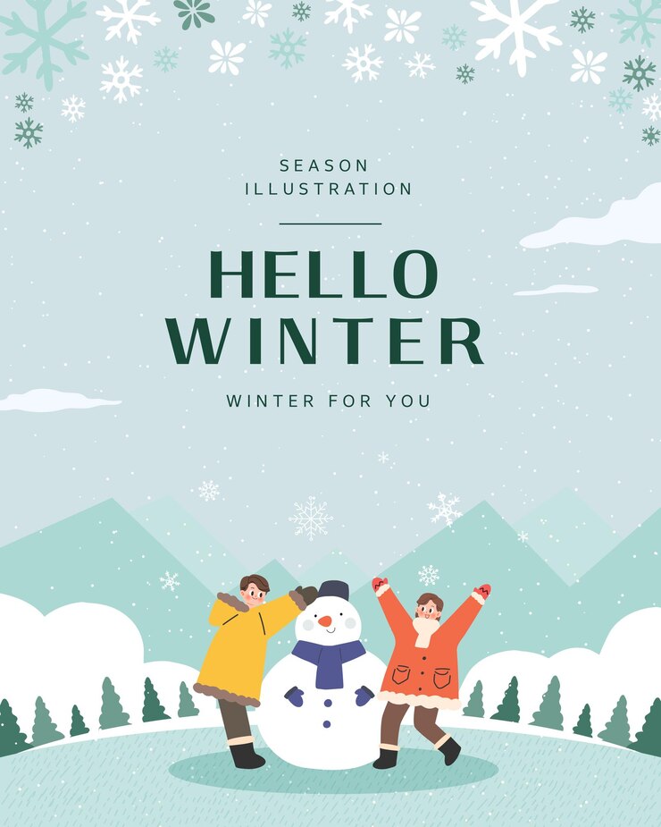Vector winter emotional illustration web banner popup