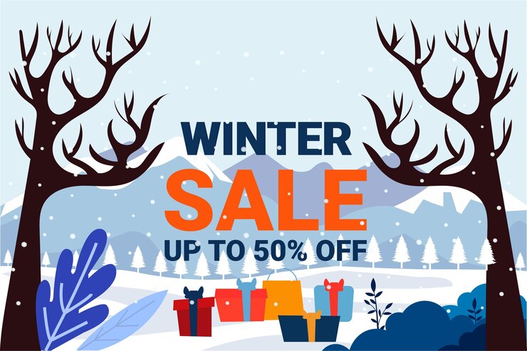 Vector winter sale up to 50 percent off vectors illustration