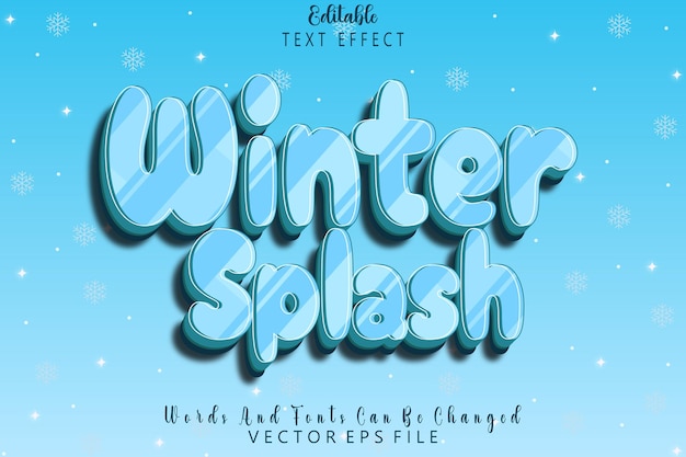 winter splash editable text effect emboss cartoon style