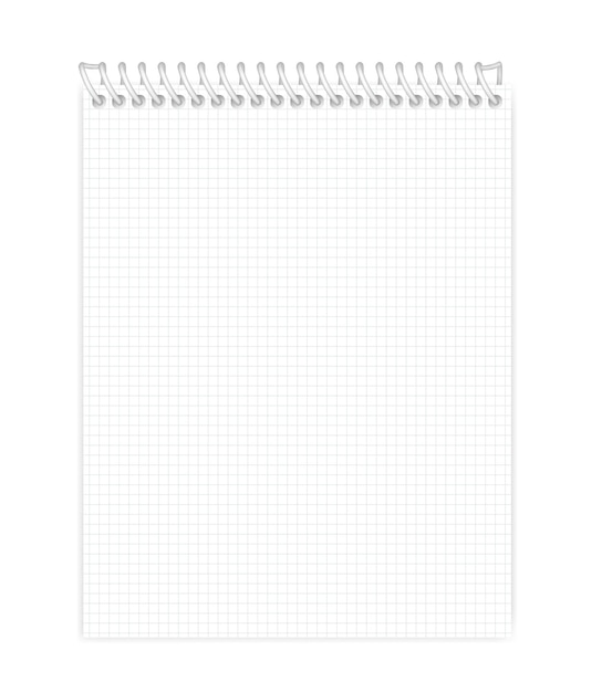 wire bound squared note book top spiral note pad letter paper format vector mockup