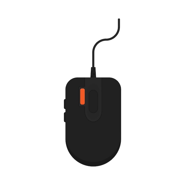 Wired computer mouse with orange functional button