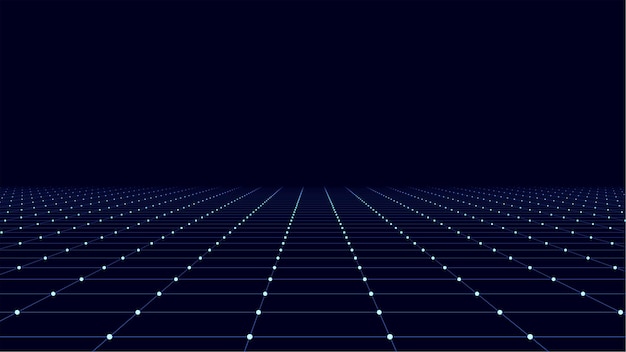 wireframe landscape vector perspective grid digital space green mesh on a black background