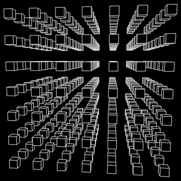 Wireframe Mesh Cube make with many small cubes Connection Structure Digital Data Visualization Concept Vector Illustration
