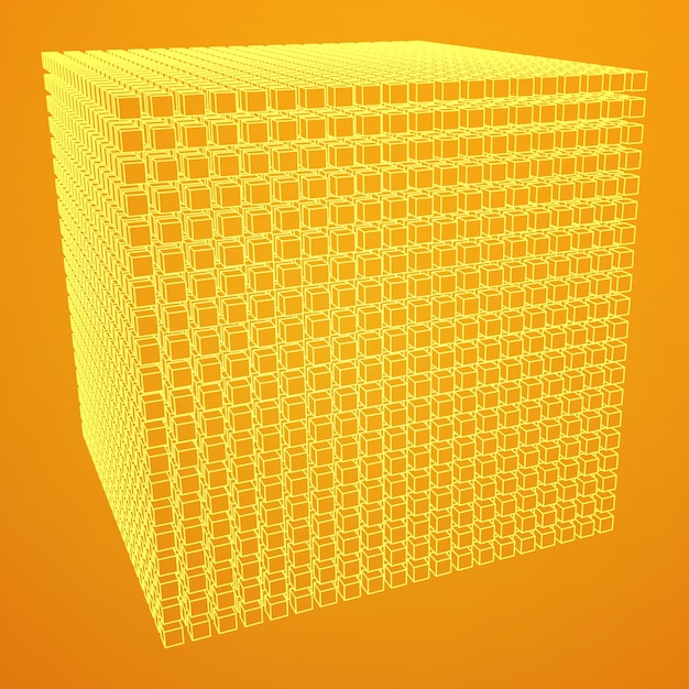 wireframe mesh cube