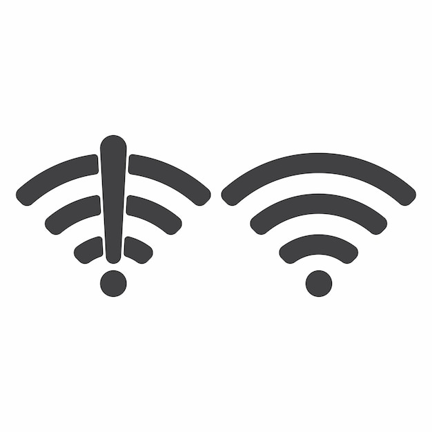 Wireless wifi icon sign flat design vector illustration set On and no wifi internet signal symbols