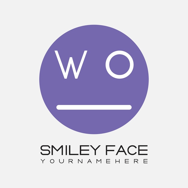 WO initial monogram for Smiley face logo with circle style design