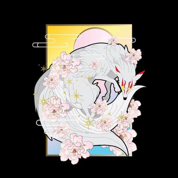 wolf illustration with japanese style for kaijune event
