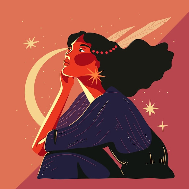 woman contour astrology goddess of female power zodiac signs tarot cards fortunetelling and pre