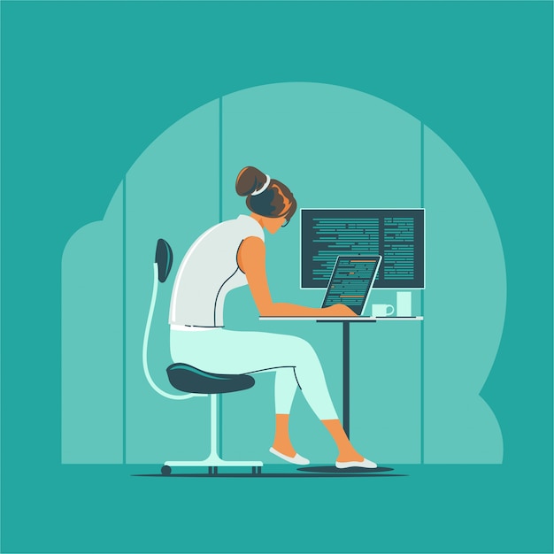 Woman programmer or female program development concept 
